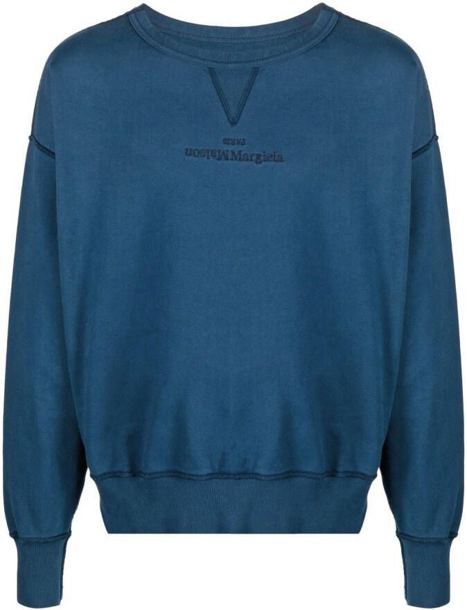 Maison Margiela Sweater met geborduurd logo Blauw