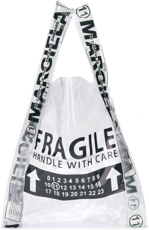 Maison Margiela 'Fragile' shopper tas Zwart