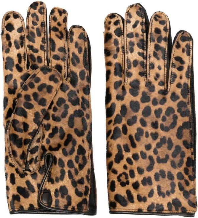 Maison Margiela Handschoenen met luipaardprint Bruin
