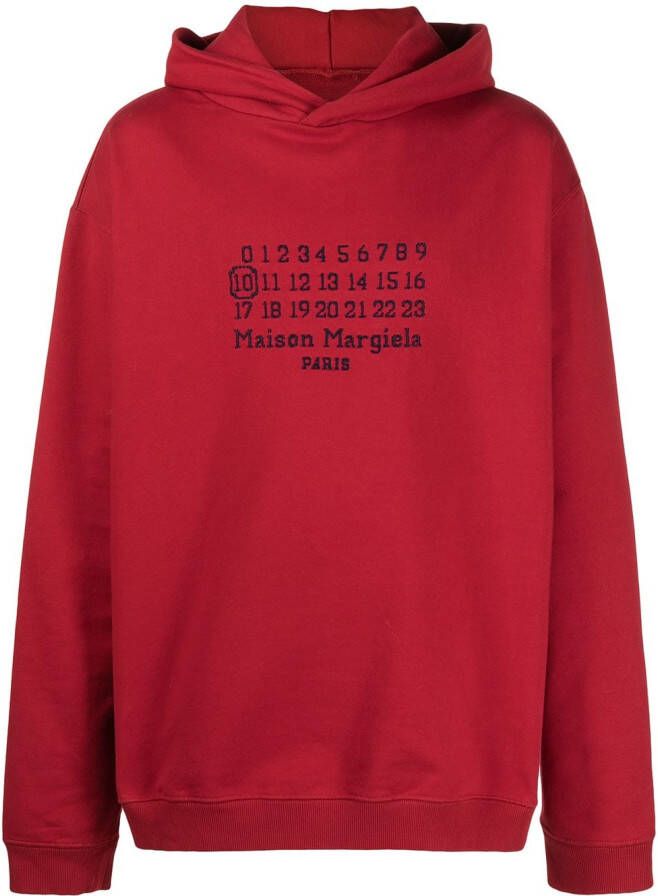 Maison Margiela Hoodie met geborduurd logo Rood