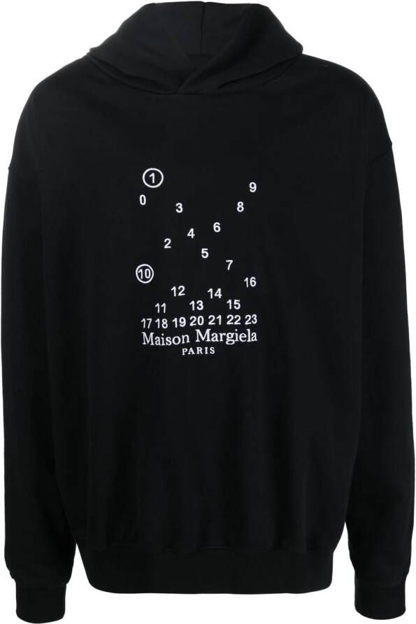 Maison Margiela Katoenen hoodie met geborduurd logo Zwart