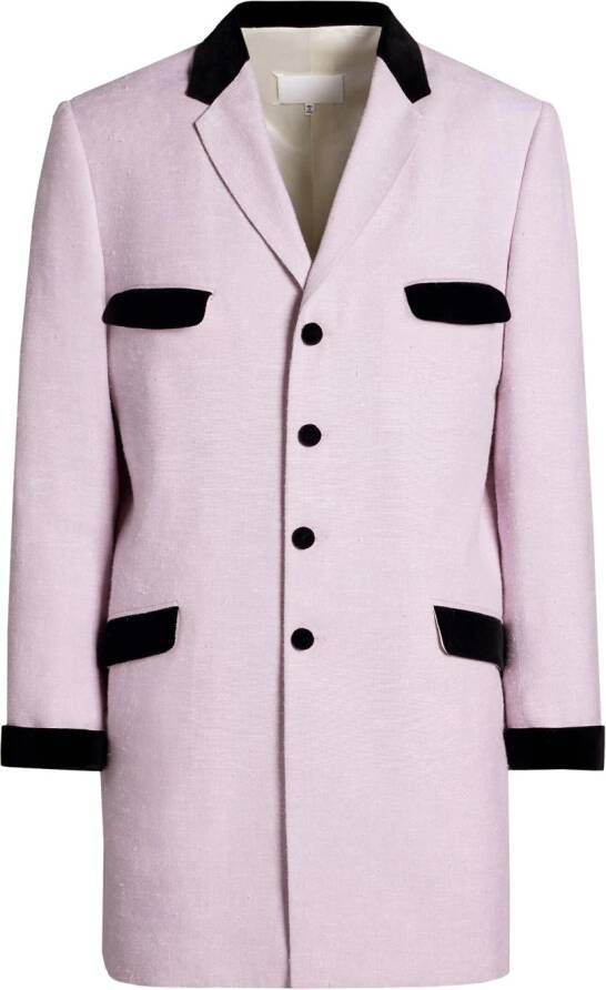 Maison Margiela Mantel met enkele rij knopen en contrasterende afwerking Roze