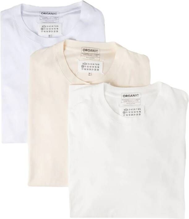 Maison Margiela Drie T-shirts van biologisch katoen Wit