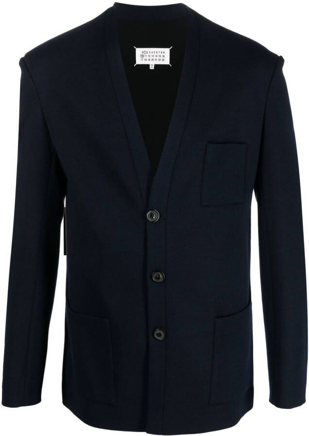 Maison Margiela Mantel met enkele rij knopen en stiksel Blauw