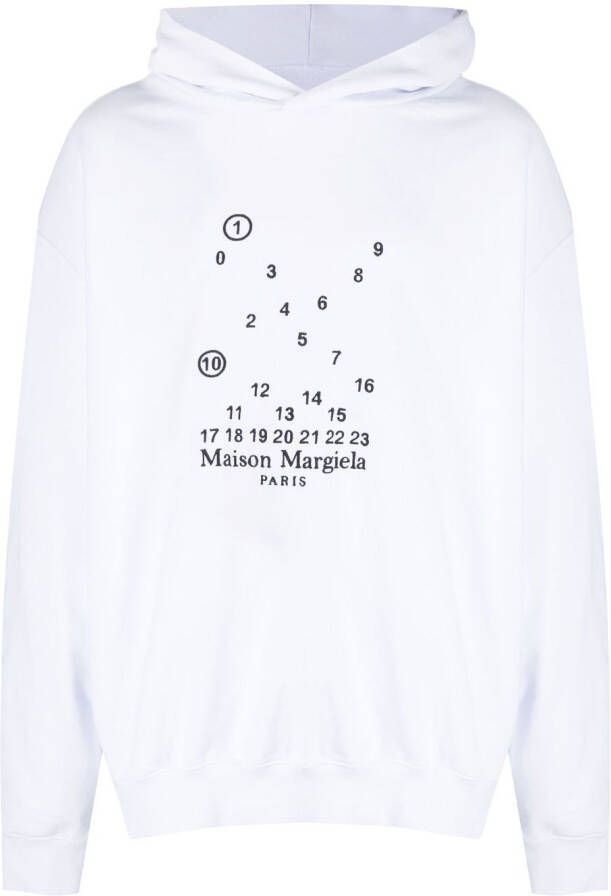 Maison Margiela Katoenen hoodie met geborduurd logo Wit
