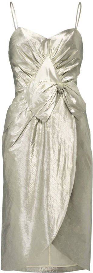 Maison Margiela Lurex midi-jurk met strikdetail Zilver