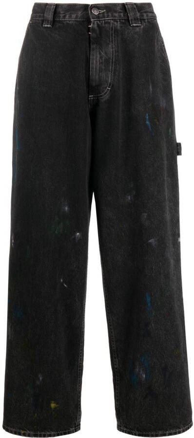 Maison Margiela Paint jeans met wijde pijpen Zwart