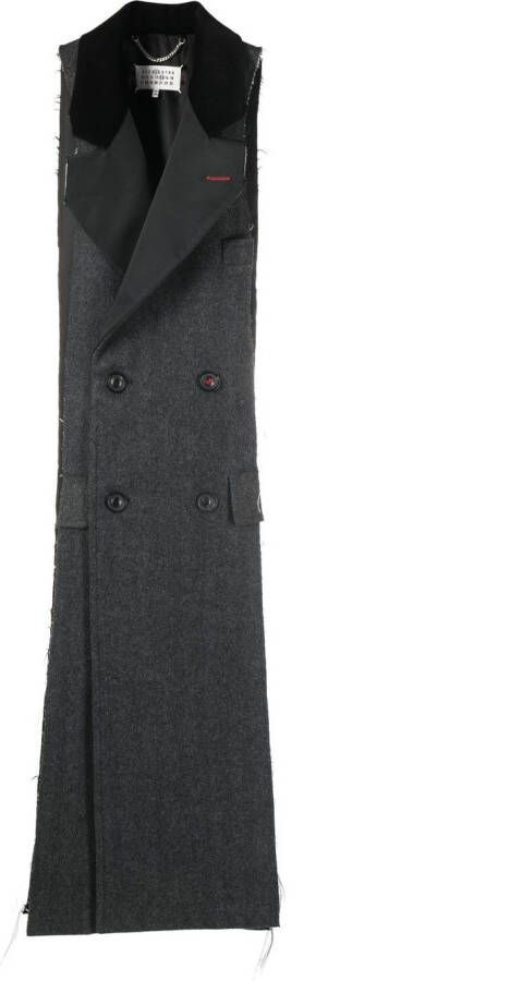 Maison Margiela Spliced mouwloze jas met dubbele rij knopen Grijs