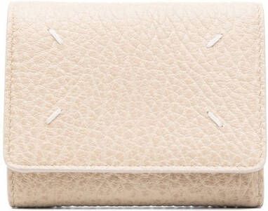 Maison Margiela Leren portemonnee met vier stiksels Beige