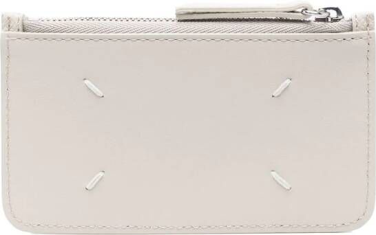 Maison Margiela Leren pasjeshouder met vier stiksels Beige