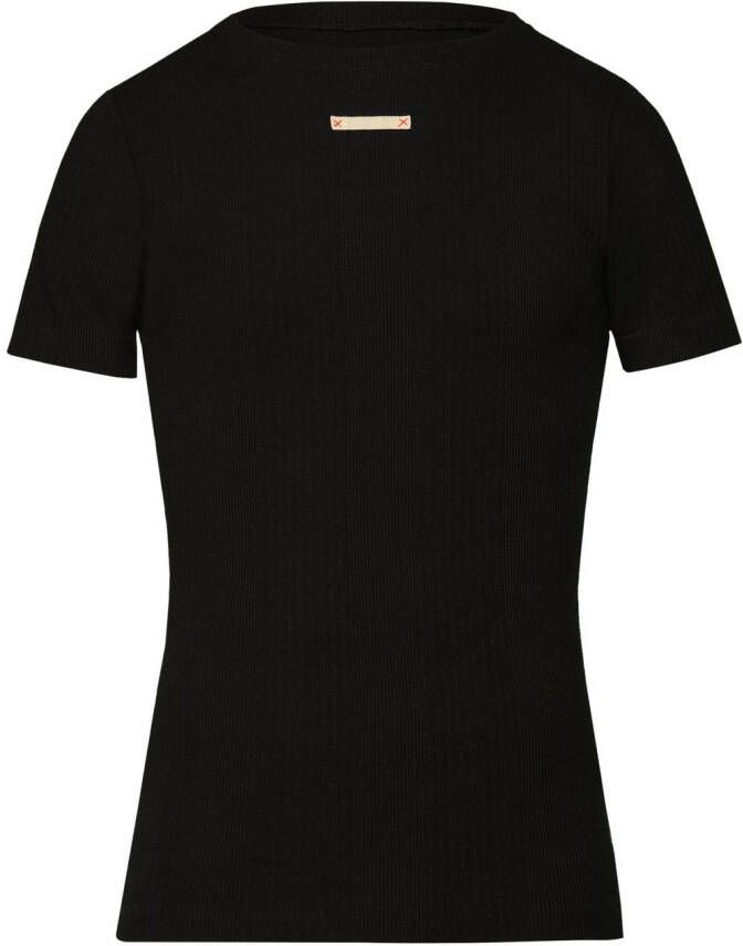 Maison Margiela Fancy ribgebreid T-shirt Zwart