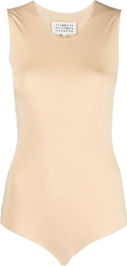 Maison Margiela Mouwloze body met ronde hals Beige