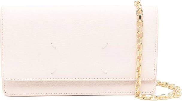 Maison Margiela Recicla leren portemonnee met ketting Roze