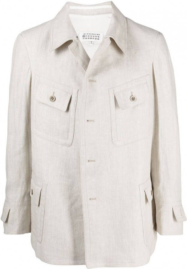 Maison Margiela Shirtjack met enkele rij knopen Beige