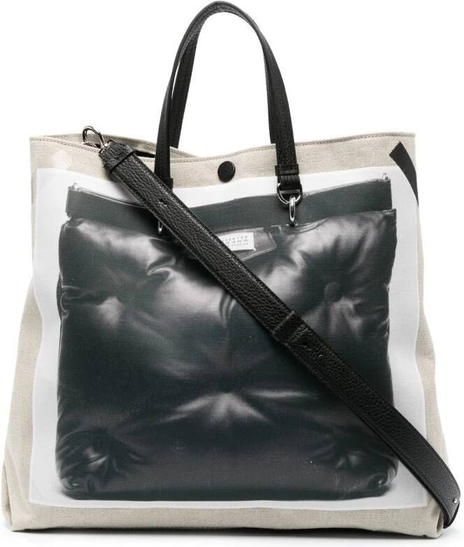 Maison Margiela Glam Slam shopper met print Beige