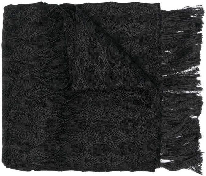 Maison Margiela Zijden sjaal met geborduurd logo Zwart
