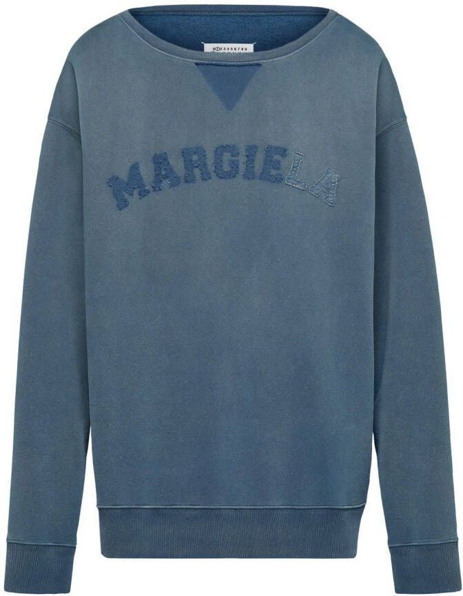 Maison Margiela Sweater met logoprint van biologisch katoen Blauw