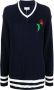 Maison Margiela Trui met geborduurde bloemen Blauw - Thumbnail 1