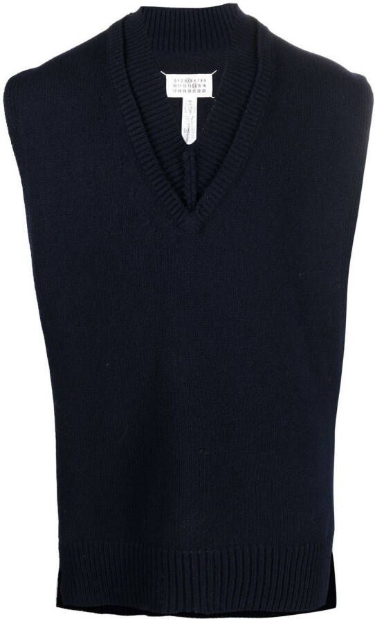 Maison Margiela Gelaagde top met V-hals Blauw