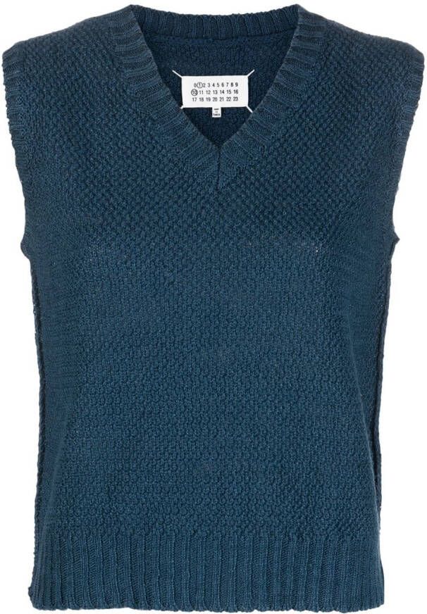 Maison Margiela Mouwloze sweater met weving Blauw
