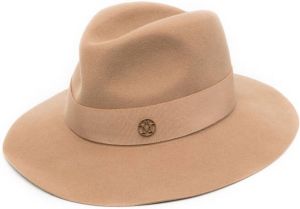 Maison Michel Fedora hoed met logo Bruin