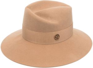 Maison Michel Fedora hoed met logopatch Beige