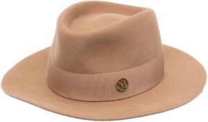 Maison Michel Fedora hoed met logoplakkaat Bruin