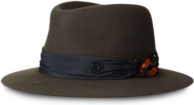 Maison Michel Fedora hoed met logoplakkaat Groen