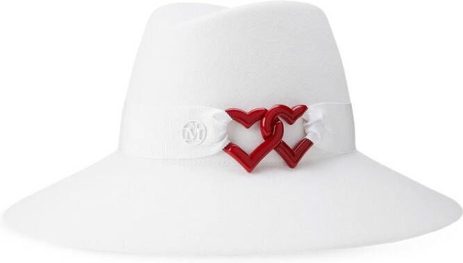 Maison Michel Kate fedora hoed met hartdetail Wit