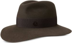 Maison Michel Henrietta hoed met logoplakkaat Bruin
