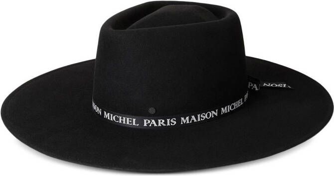 Maison Michel Wollen capeline hoed Zwart
