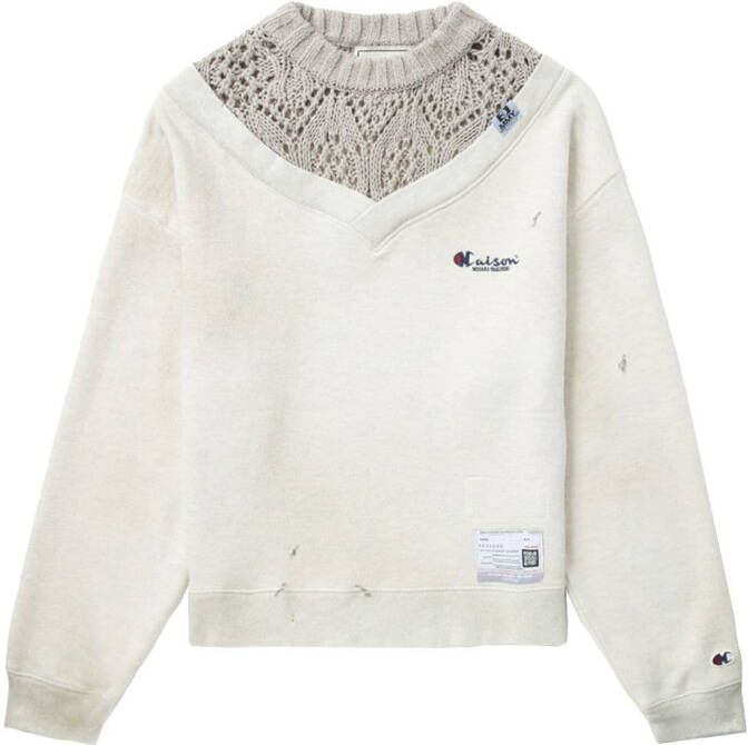 Maison Mihara Yasuhiro Kabelgebreide sweater Wit