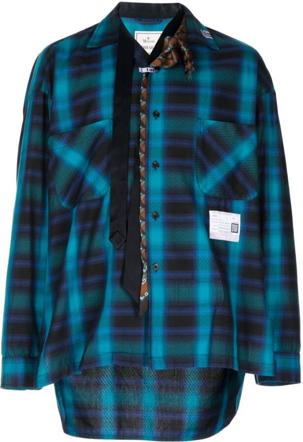 Maison MIHARA YASUHIRO Geruit overhemd Blauw