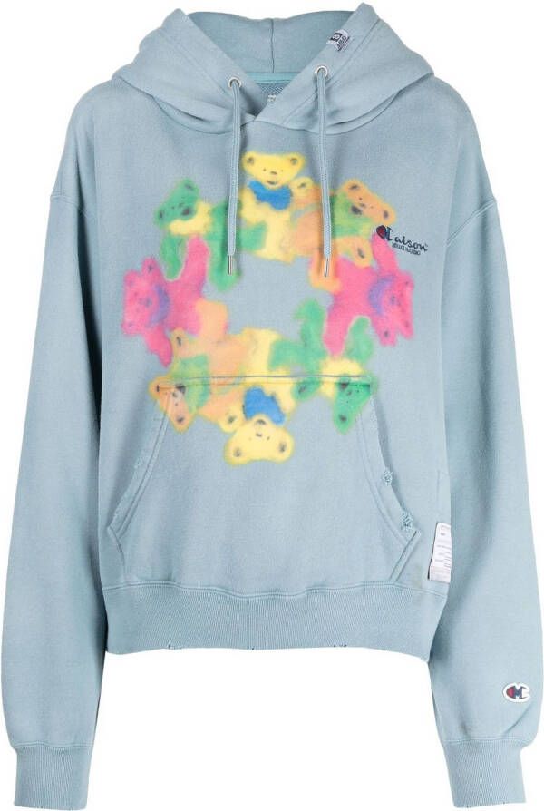 Maison Mihara Yasuhiro Hoodie met teddybeerprint Blauw