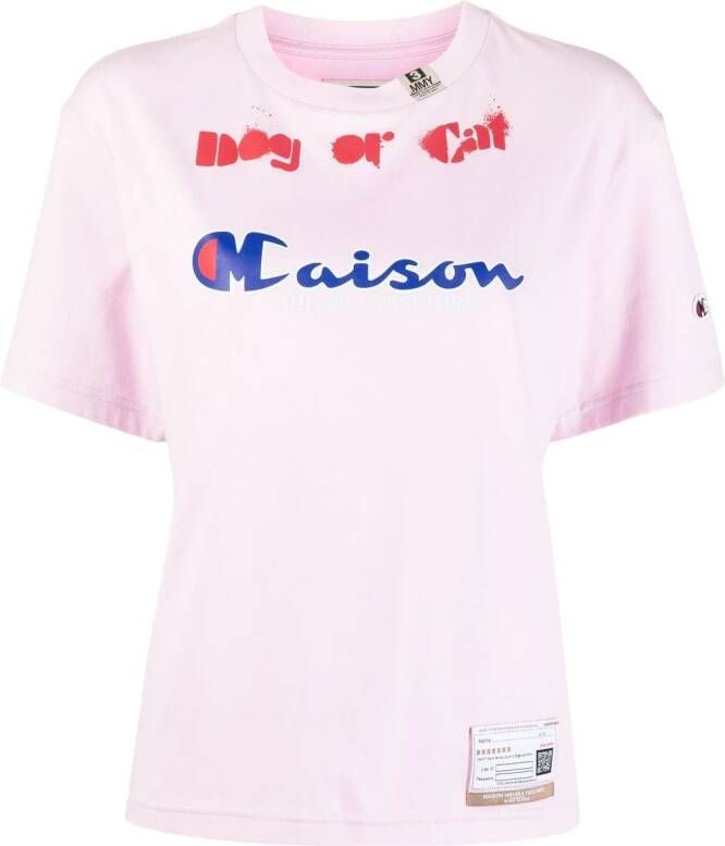 Maison Mihara Yasuhiro x Champion T-shirt met logoprint Roze