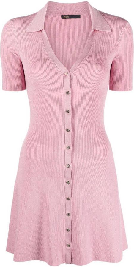 Maje Geribbelde lurex mini-jurk Roze