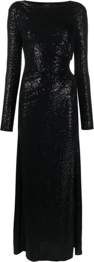 Maje Maxi-jurk met pailletten en uitgesneden details Zwart