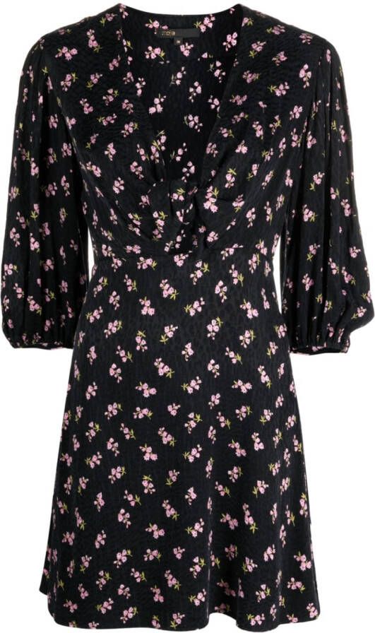 Maje Mini-jurk met bloemenprint Zwart