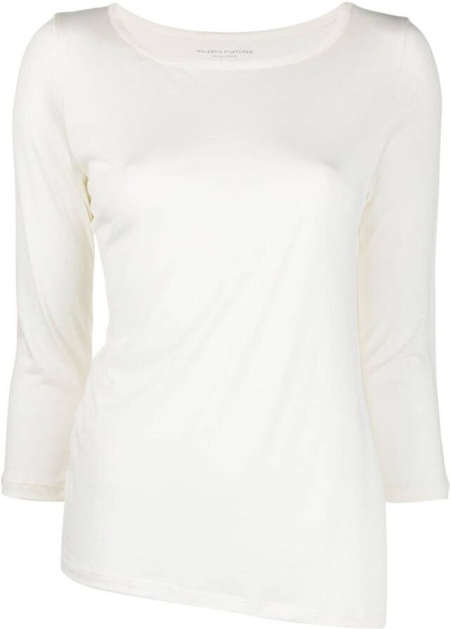 Majestic Filatures Asymmetrisch T-shirt Beige