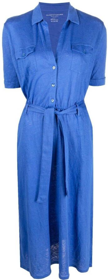 Majestic Filatures Blousejurk met ceintuur Blauw