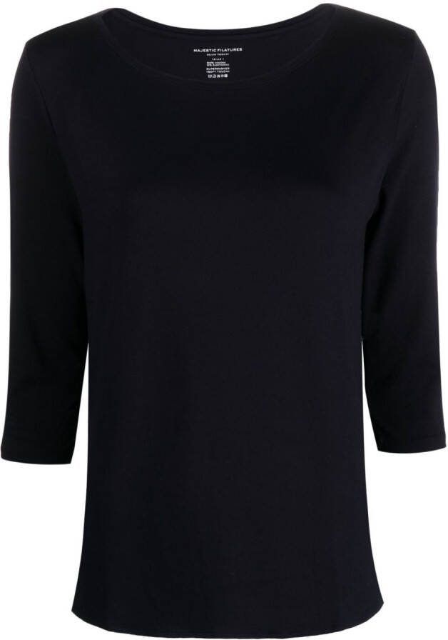 Majestic Filatures Jersey top met boothals Blauw