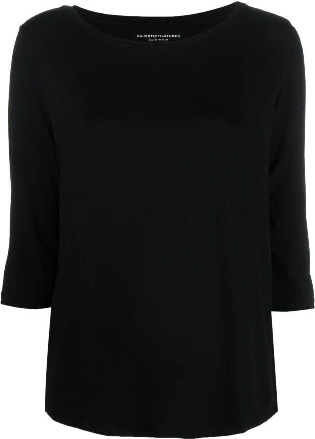 Majestic Filatures Jersey top met boothals Zwart