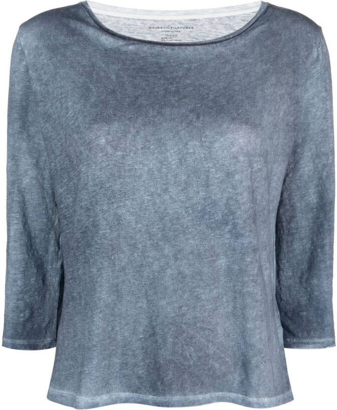 Majestic Filatures Linnen blouse Blauw