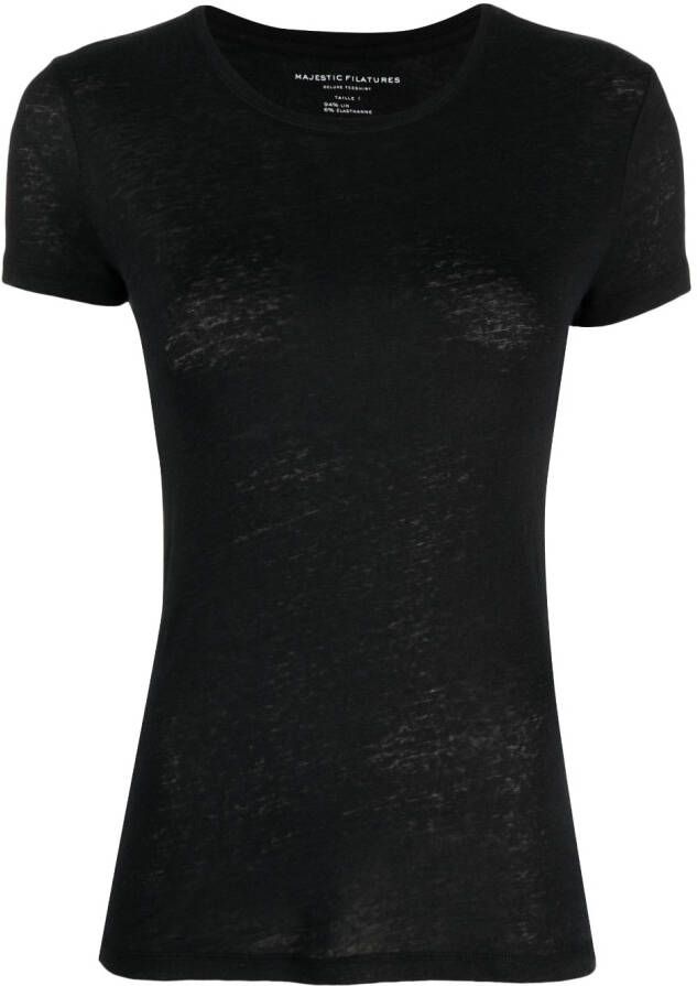 Majestic Filatures T-shirt met ronde hals Zwart