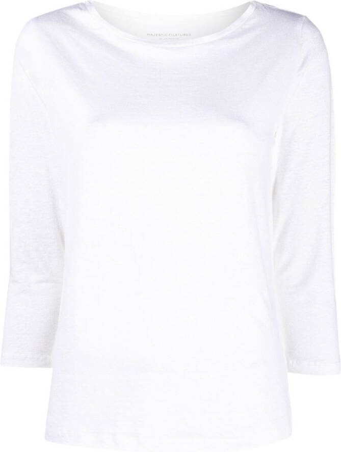 Majestic Filatures T-shirt met cropped mouwen Wit