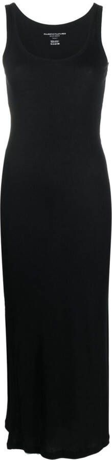 Majestic Filatures Geribbelde midi-jurk Zwart