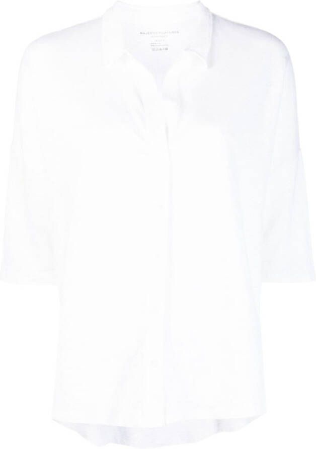 Majestic Filatures Linnen blouse Wit