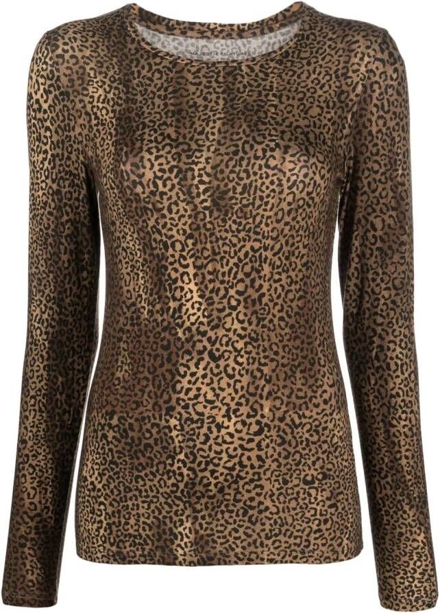 Majestic Filatures T-shirt met luipaardprint Bruin