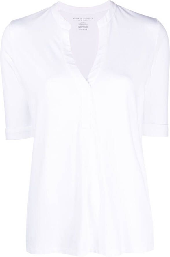 Majestic Filatures Stretch blouse Wit