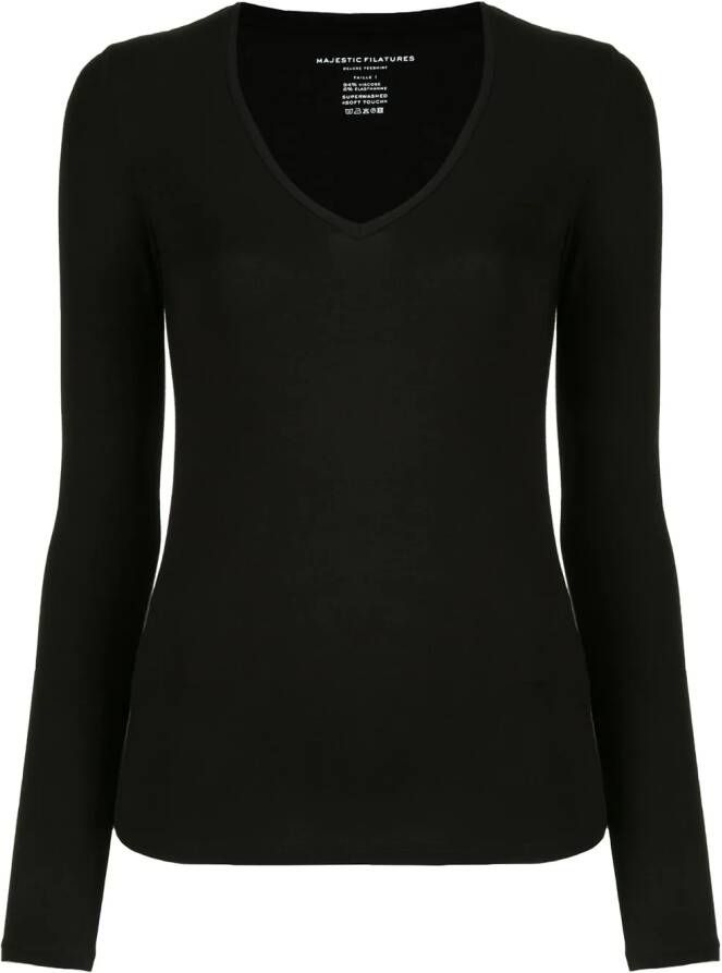 Majestic Filatures T-shirt met lange mouwen Zwart